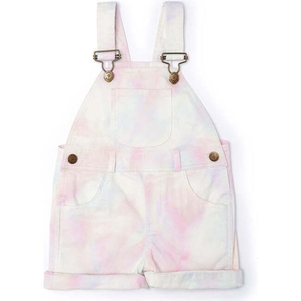 Dotty Dungarees Tie Dye Overalls Shorts in Rainbow | 6-12 Mos